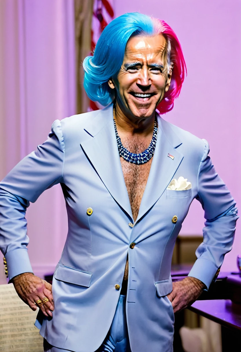 Joe Biden dressed in really bad drag. High resolution.