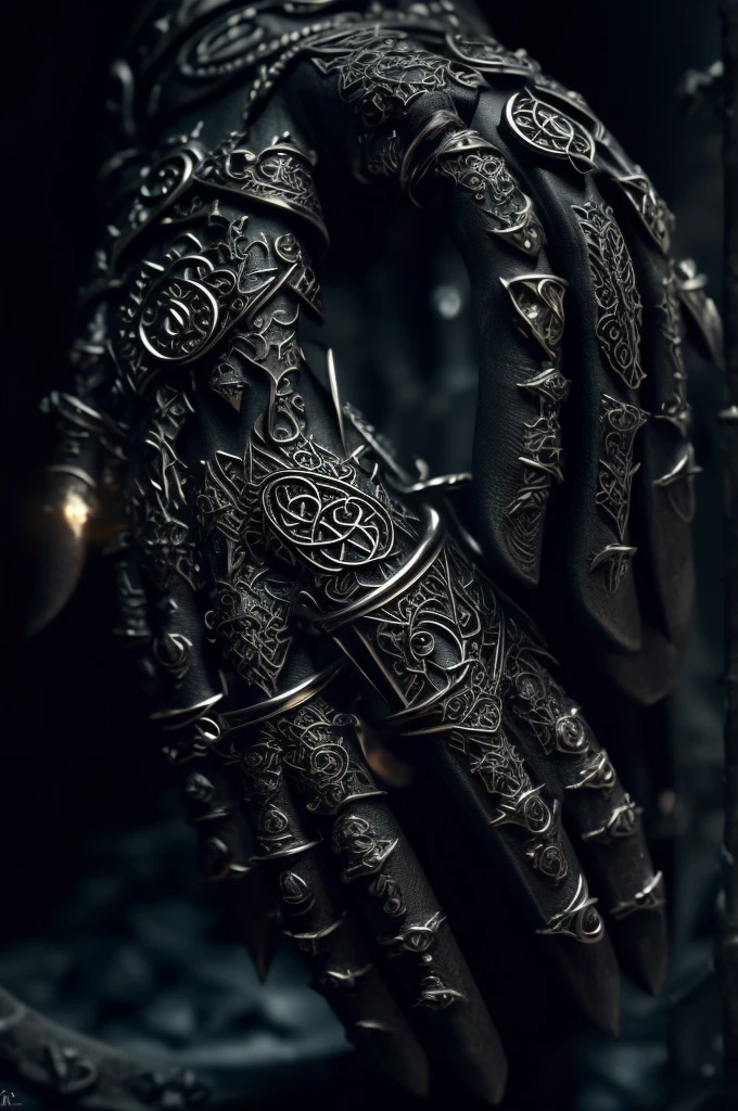 a sinister ring of namira, intricate medieval jewelry, dark fantasy, dark magic, black metal, highly detailed, hyperrealistic, 8k, dramatic lighting, ominous atmosphere, rich color palette, glowing runes, demonic symbols, twisted organic shapes, gothic architecture, otherworldly energy, masterpiece