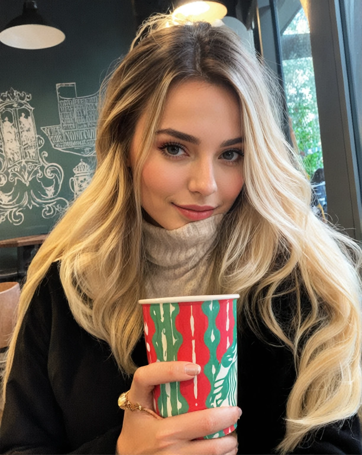 Araffe woman with long blonde hair holding a cup of coffee., Sidney Sweeney, Style of Julia Razumova, brunette with dyed blonde hair, Instagram Template, Portrait Sophie Mudd, paloma cameron in a knight&#39;s armor, Beautiful nordic woman, long blonde hair and big eyes, teen elf girl, profile picture, Long blonde hair and blue eyes.