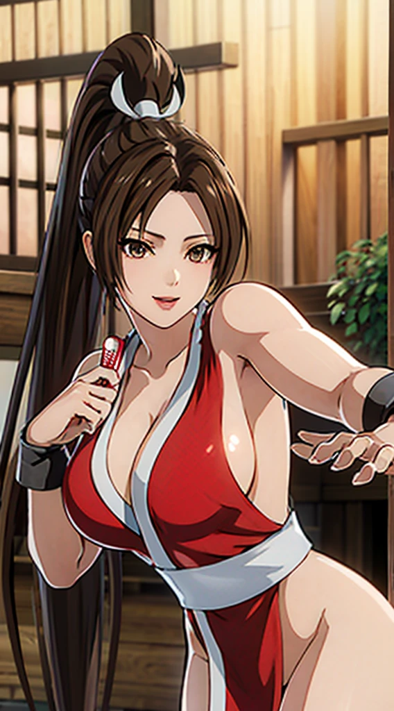 ((8K)), ((32k)), ((Highest quality)), ((masterpiece)), ((超High resolution)), ((Tmasterpiece)), (((head shot:1.6)))、((8K)), ((32k)), ((Highest quality)), ((masterpiece)), ((超High resolution)), Fine skin、女性1 person、pink sexy dresses、((Mai Shiranui:1.2)), Expose your shoulders、Brown Hair, Brown eyes, Long and high ponytail, hair band, 1 person、Captivating Smile Age 25, Japanese Mature, beautiful指, beautiful長い脚, beautiful体, beautiful鼻, beautifulキャラクターデザイン, Perfect Eyes, Perfect Face, jewelry, hair ornaments, king of fighters,((Large handheld fan:1.6))、
(Tabletop, Highest qualityの, Highest quality, beautifully、beautiful: 1.2), Very detailed, More detailed,適切な体のProfessionalポーション,Tabletop,Ultra-high quality output images,High resolution,Intricate details,Very delicate and beautiful hair,Realistic photos,dream-like,Professionalの照明,Realistic Shadows,Focus Only,
(Big Breasts:1.2,) , フローティングスカートFine skinの質感, High quality fabric, High quality metallic texture、((Beautiful and dense face))、RAW Photos、Professional, Ultra-fine painting, ((alone)), beautiful胸、Highest quality, Very detailed, Very detailed詳細, Finer details, so beautiful,(Five Fingers, Four fingers and thumb),Concept Art, Anime fantasy artwork, Detailed fantasy art,8KHigh resolution, Detailed Art, 8 Slim legs, Defined, Defined fingers
