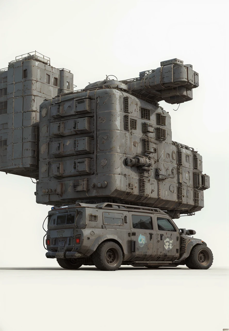 gopro shot of a (cyberpunk armored van) zeekars, 3/4 front view, wide angle action shot, post-apocalyptic, outdoors, night, road, destruction, decay, moonlight, full moon in background, masterpiece, photorealistic, 8k, high detail, dark theme,