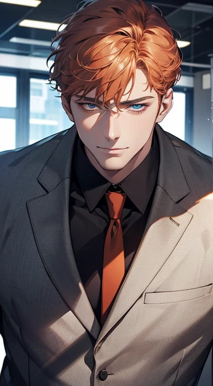 (best quality,4k,8k,highres,masterpiece:1.2),ultra-detailed,(realistic,photorealistic,photo-realistic:1.37),1 man,31 years old,mature man,very handsome,without expression,smile,short grey b
Orange hair,blue eyes,penetrating gaze,perfect face without errors,imposing posture,businessman,office background,cinematic lighting,hdr image