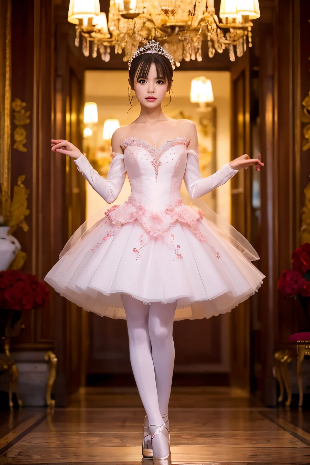 8k、(((Full body photography)))、(masterpiece、highest quality、Super A high resolution),one beautiful girl ballerina, rococo, anime, elegant, anime aesthetic