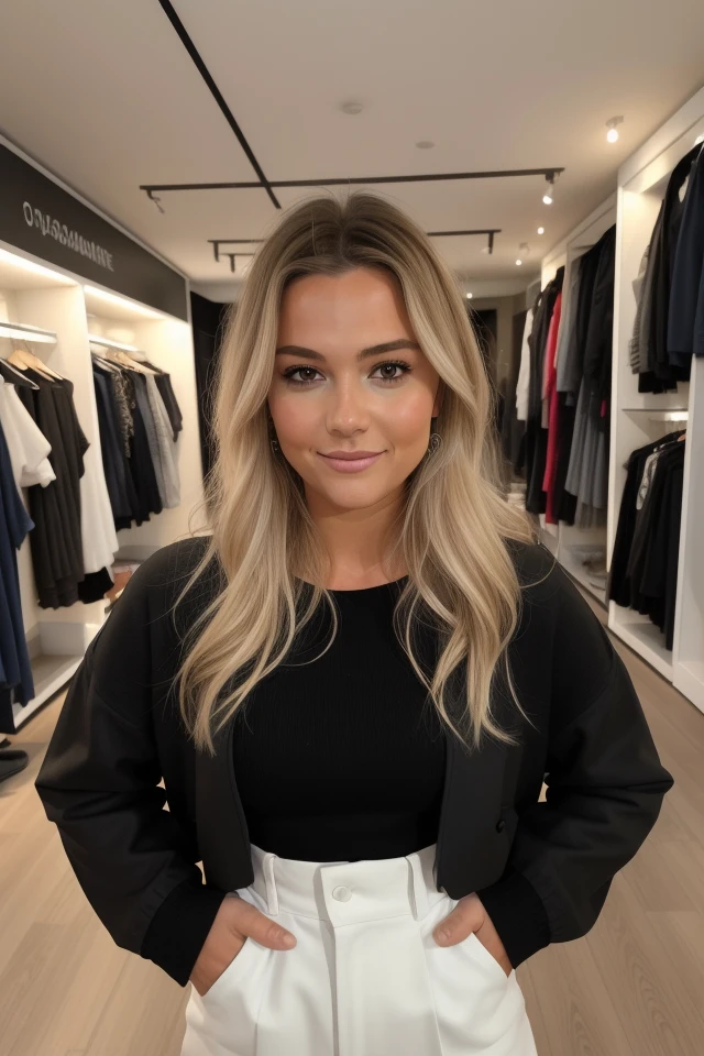 Créez une photo époustouflante de l'influenceuse Instagram ultime : une femme blonde aux cheveux noirs, d'une beauté saisissante, dans un décor urbain moderne. Elle se tient au centre, avec une posture confiante et gracieuse, vêtue d'une tenue de mode audacieuse. Ses yeux captivants reflètent une détermination profonde, et un sourire énigmatique invite les spectateurs à plonger dans son univers. Le vent fait virevolter légèrement ses cheveux, ajoutant un mouvement dynamique à la photo. Les détails, tels que les accessoires et les éléments de mode, sont soigneusement mis en valeur. Le résultat est une photo captivante et inspirante qui incarne le style et la beauté de cette influenceuse exceptionnelle.