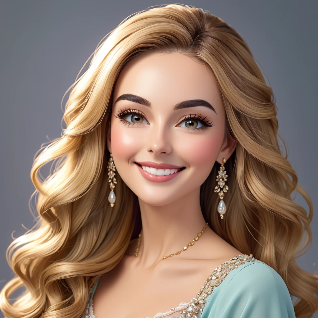 31 year olded beautiful American lady with long honey hair, extremely beautiful, 8K, highly detailed, she has a confident smile, she has thin eyebrows