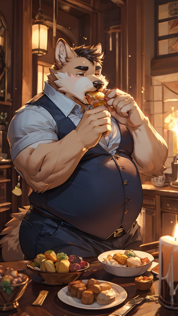 Fat gay furry eating his own cum