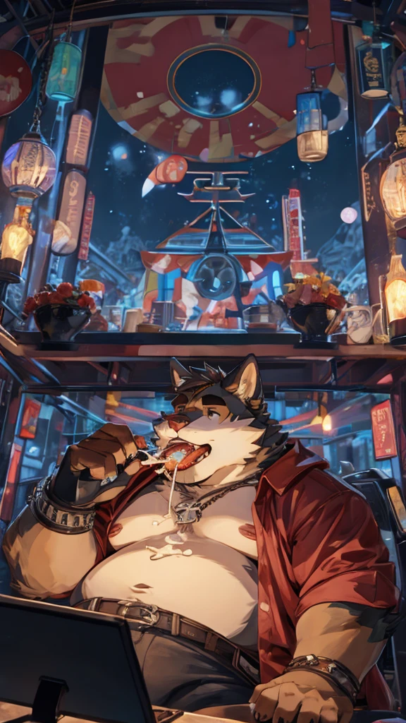 Fat gay furry eating his own cum