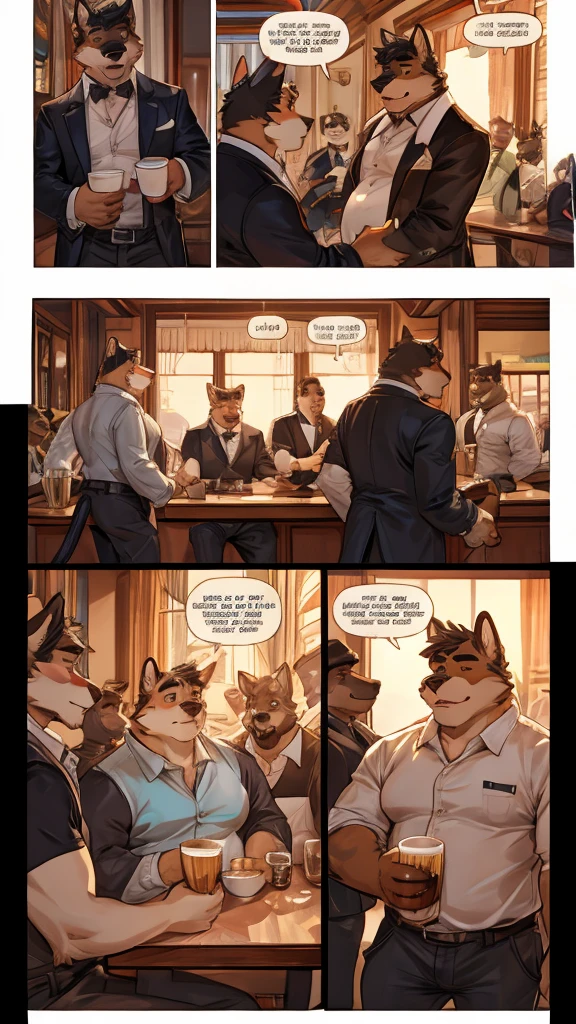 A comic about a fat gay furry pulling out his dick and jerking it and cumming into a cup then drinking it 