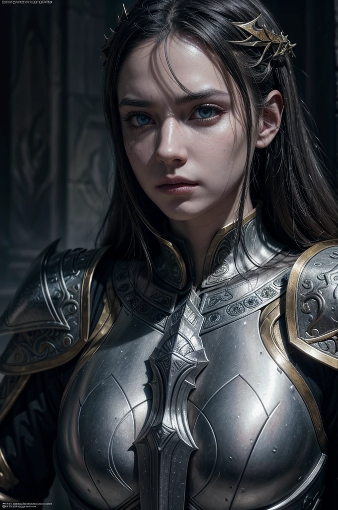 a highly detailed and realistic portrait of an imperial paladin-battle mage hybrid worshiper of akatosh, extremely detailed face and eyes, intricate armor and weaponry, powerful expression, dramatic lighting, cinematic composition, epic fantasy, rich colors, volumetric lighting, dramatic shadows, award winning digital art, concept art, unreal engine, 8k, photorealistic