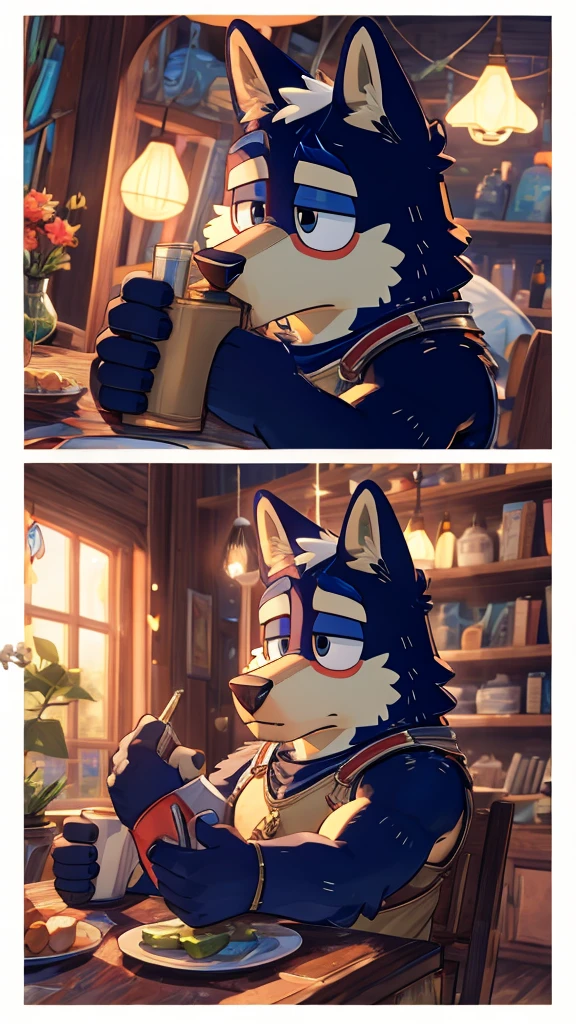 A furry character nsmed bandit from bluey sucking his dick