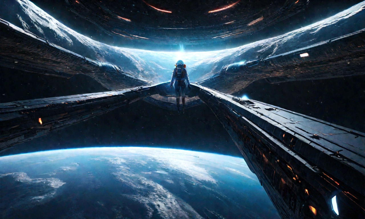a female astronaut swimming in space, space colony, ultra-detailed, hyperrealistic, 8k, highly detailed, volumetric lighting, cinematic composition, dramatic lighting, realistic textures, vibrant colors, awe-inspiring, breathtaking, mesmerizing, otherworldly, futuristic, advanced technology, glowing spacecraft, floating debris, vast expanse of stars, ethereal atmosphere