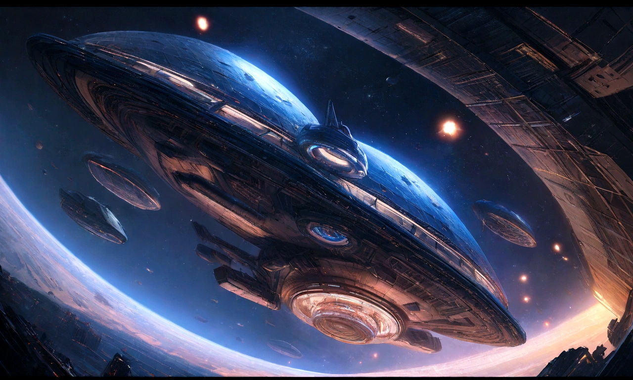 a female astronaut swimming in space, space colony, ultra-detailed, hyperrealistic, 8k, highly detailed, volumetric lighting, cinematic composition, dramatic lighting, realistic textures, vibrant colors, awe-inspiring, breathtaking, mesmerizing, otherworldly, futuristic, advanced technology, glowing spacecraft, floating debris, vast expanse of stars, ethereal atmosphere