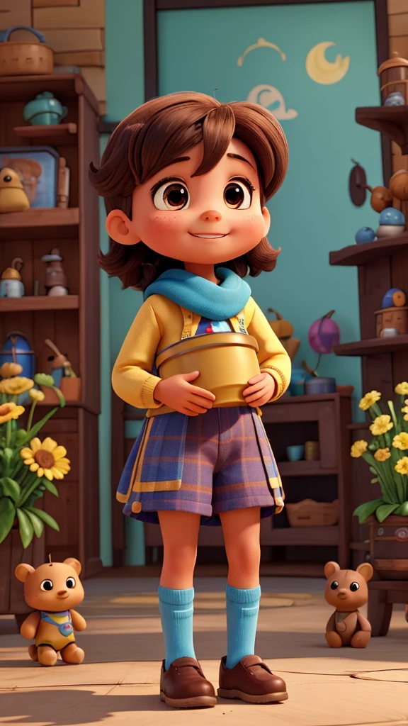 Dudu is a curious and lively boy, always ready to explore and learn new things. With messy brown hair and a friendly smile, he wears colorful clothes that reflect his cheerful personality. Dudu is accompanied by his enchanted friends: luna, a calm one with starry blue hair; Tico, an energetic friend who loves to play and do stunts; honey, a sweet little bee who takes care of everyone with her pot of honey; e Rocky, a strong, protective little robot that shines when excited. standing together, they explore a vibrant and colorful world, with settings such as enchanted forests and flower meadows. Each episode brings an educational adventure where Dudu and his friends learn together, face challenges and share positive, constructive messages to viewers, creating a welcoming and inspiring atmosphere.