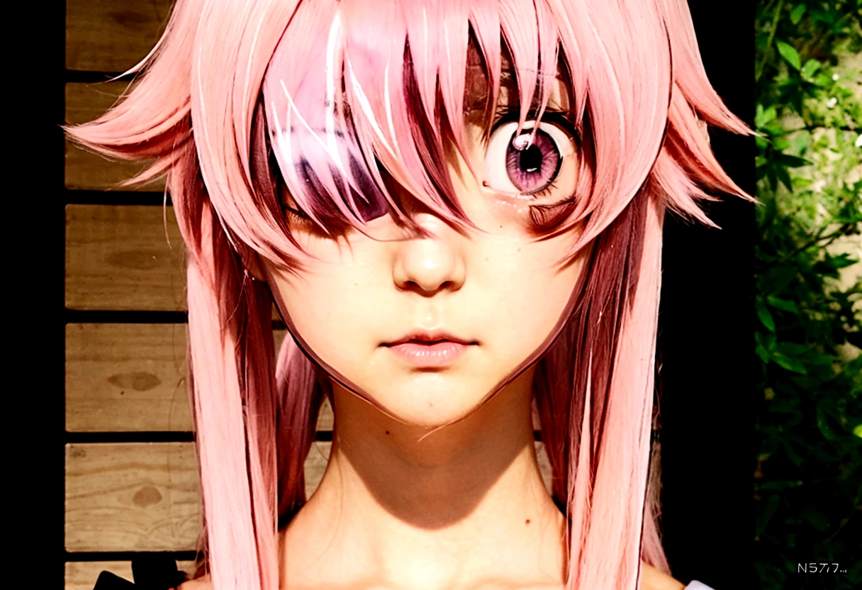 anime girl with pink hair and pink eyes looking at camera, anime girl named gasai yuno, mirai nikki, gasai yu o, close up iwakura lain, close up of a young anime girl, close up of iwakura lain, anime”, reisen udongein inaba, as an anime character, anime character, extremely cute anime girl face