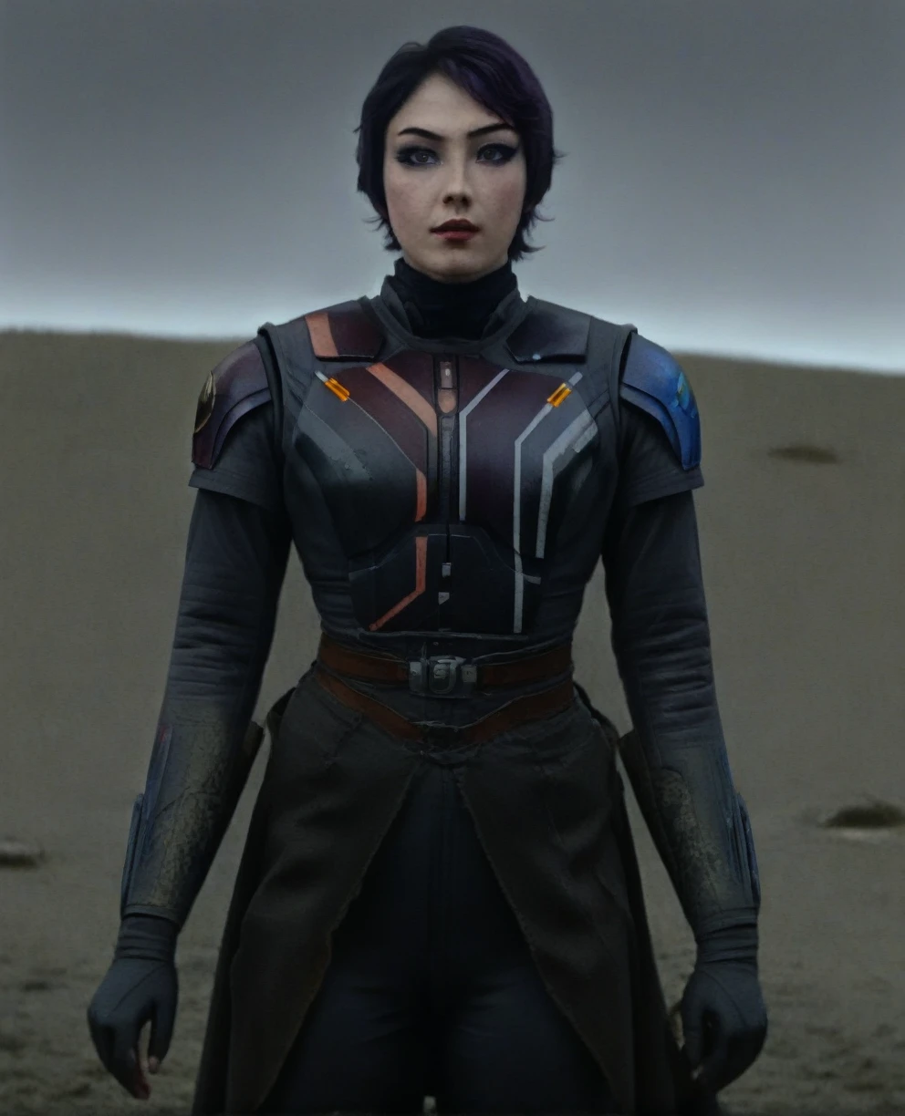 score_9,score_8_up,score_7_up,score_6_up, Trilla,green eyes,black hair, upper body, wet, armor,gloves,black bodysuit,black cape,belt,rain, science fiction,sith base, star wars, outdoors, rain, solo,fflixbag
wearing armor
sabine wren