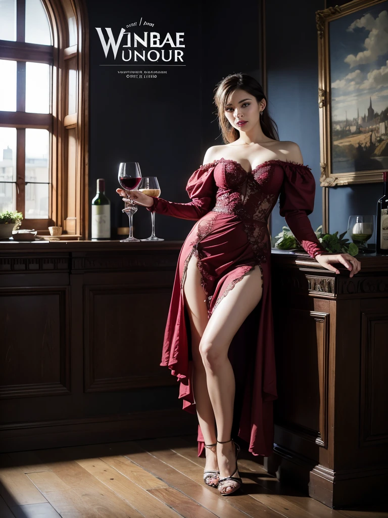 A wine sale advertising flyer. artwork, high quality HDR resolution, High Definition. 