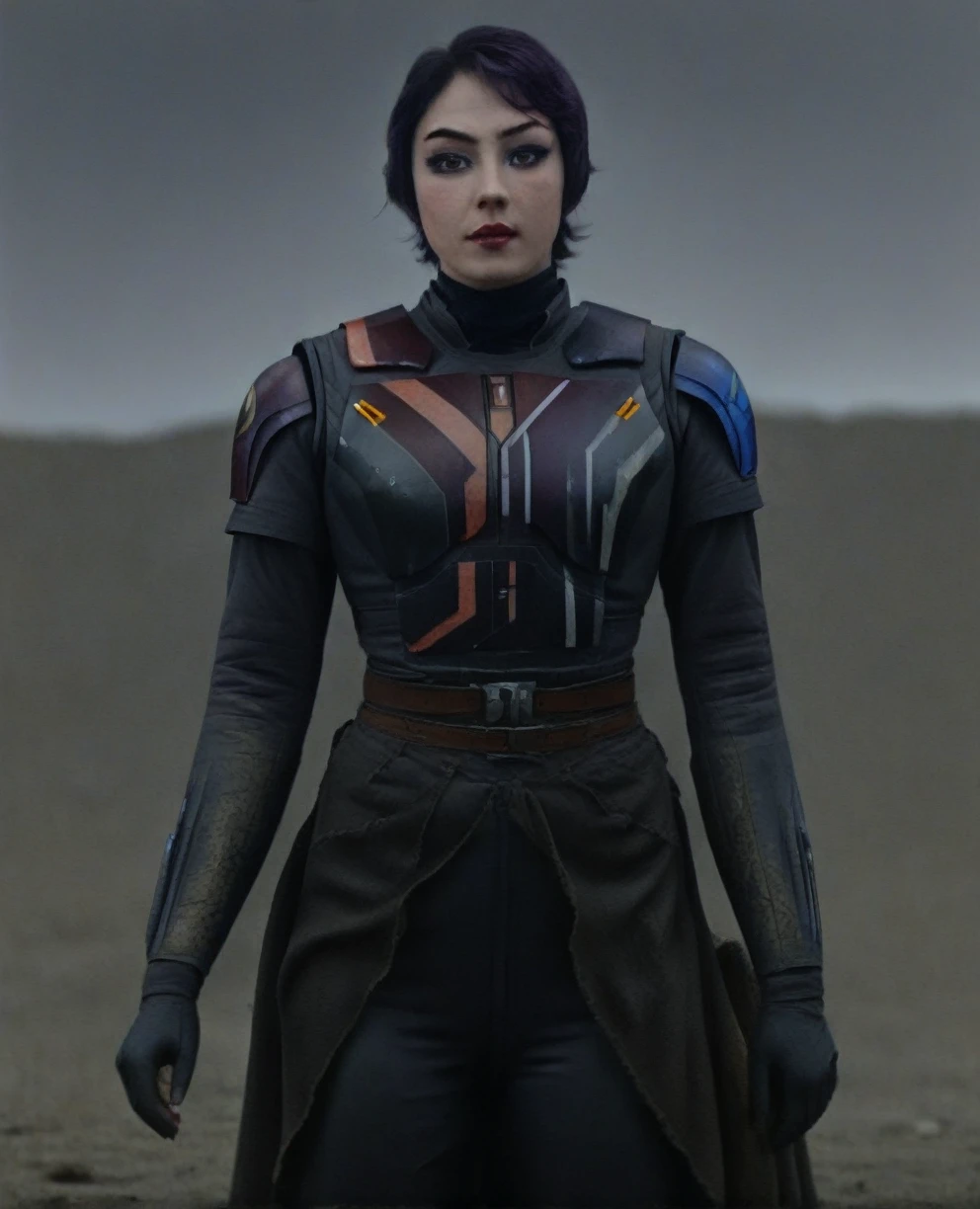 score_9,score_8_up,score_7_up,score_6_up, Trilla,green eyes,black hair, upper body, wet, armor,gloves,black bodysuit,black cape,belt,rain, science fiction,sith base, star wars, outdoors, rain, solo,fflixbag
wearing armor
sabine wren
