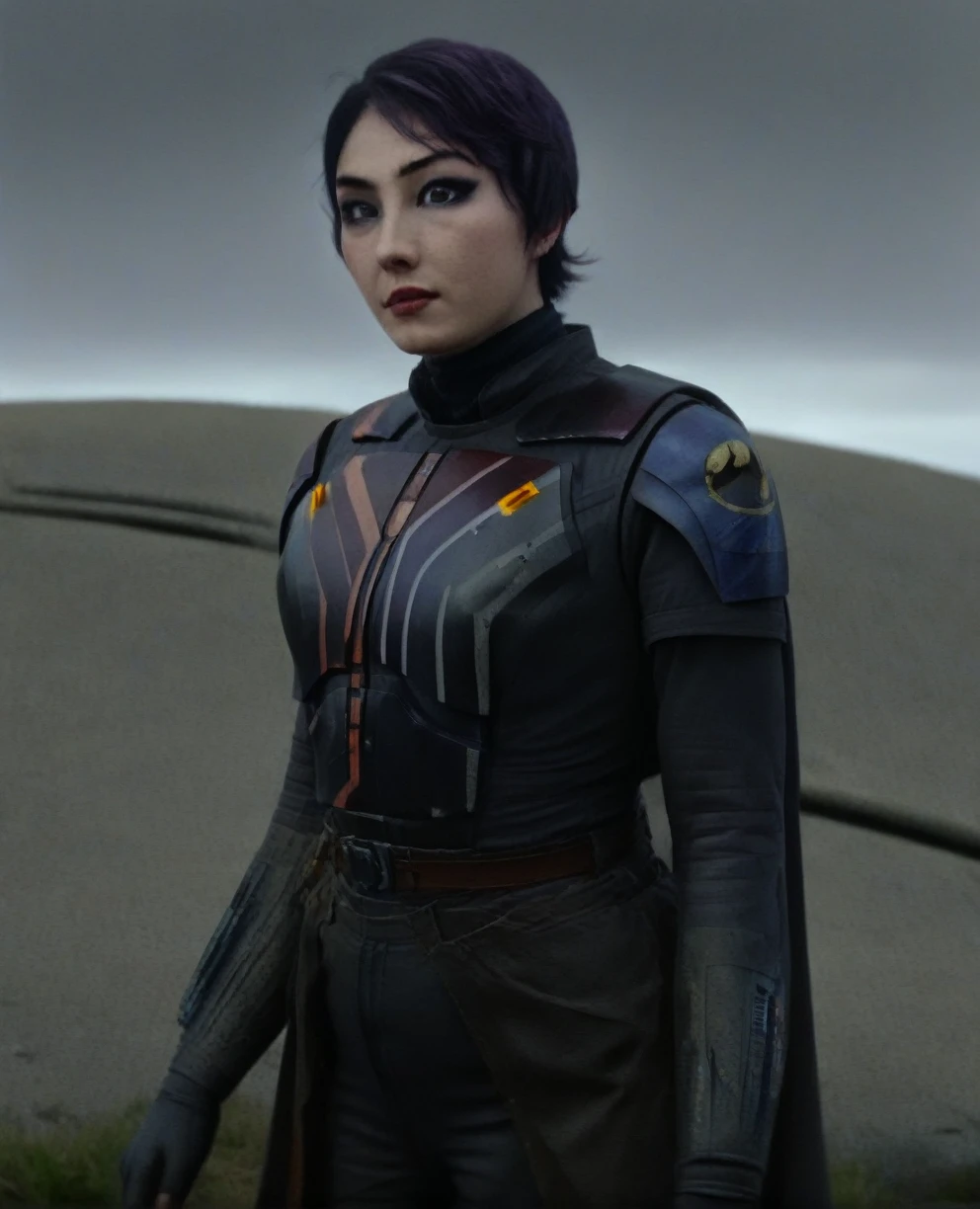 score_9,score_8_up,score_7_up,score_6_up, Trilla,green eyes,black hair, upper body, wet, armor,gloves,black bodysuit,black cape,belt,rain, science fiction,sith base, star wars, outdoors, rain, solo,fflixbag
wearing armor
sabine wren