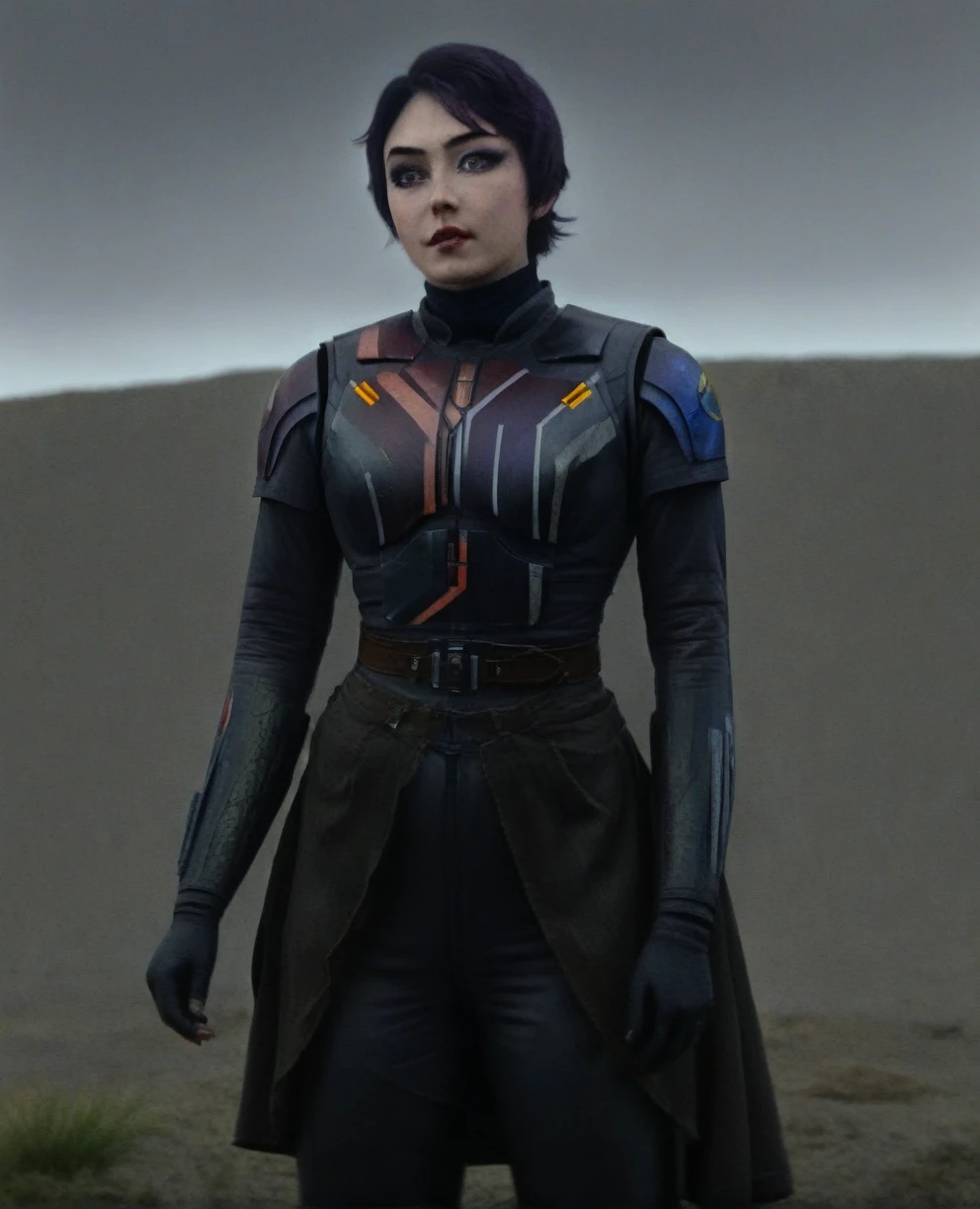 score_9,score_8_up,score_7_up,score_6_up, Trilla,green eyes,black hair, upper body, wet, armor,gloves,black bodysuit,black cape,belt,rain, science fiction,sith base, star wars, outdoors, rain, solo,fflixbag
wearing armor
sabine wren
