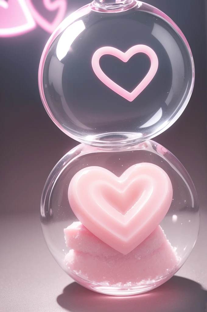 I want a very cute  pink heart rounded with a light pink background and  soap bubbles