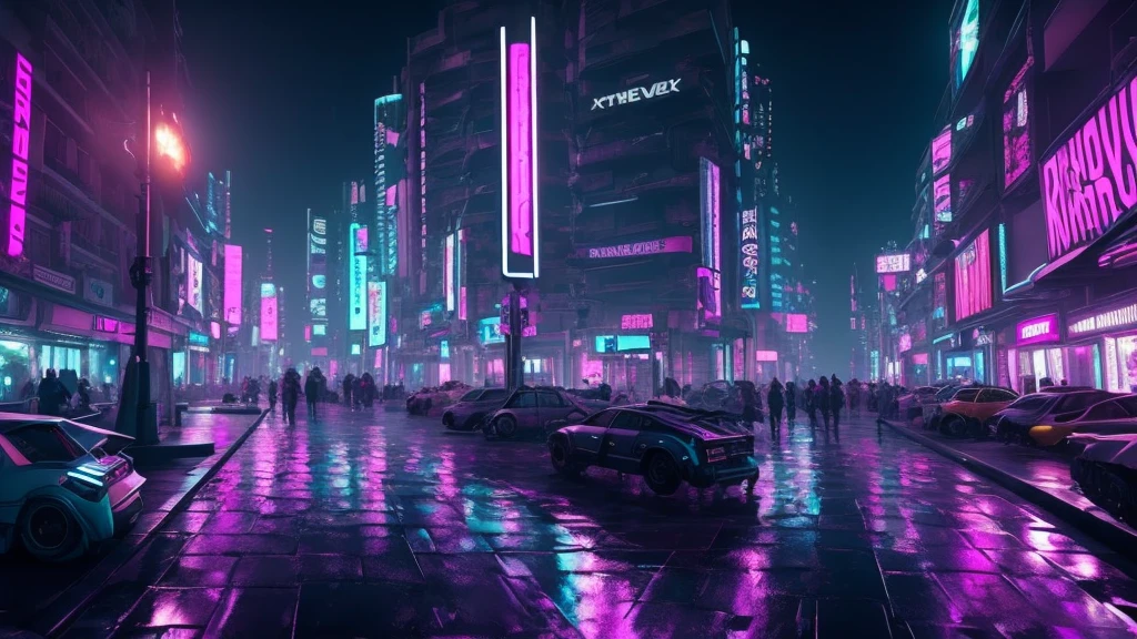 Cree moi une baniere youtube style cyberpunk avec marqué « $xvenDivercity » dimension 1024 x 576 avec comme couleurs principales le mauve nocturne et le blanc