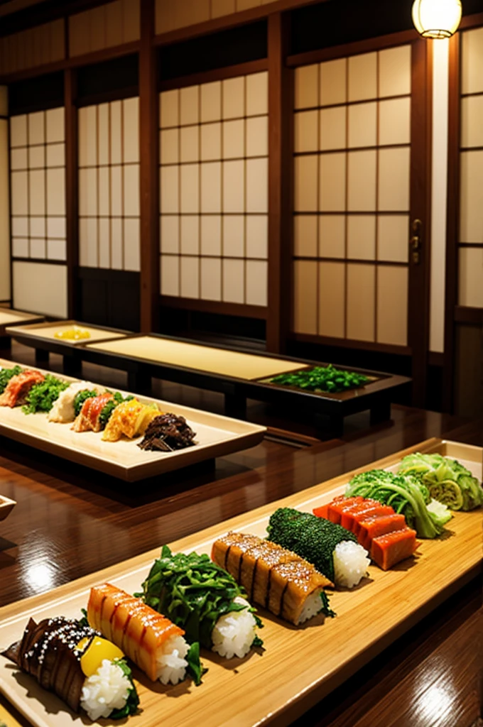 Japanese food lined up