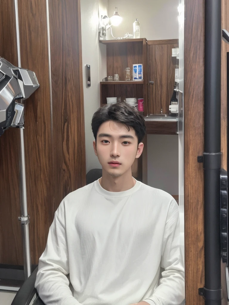 Best Quality, 8k, Masterpiece, (Portrait: 1.3), (photo realistic:1.4), (hyper realistic:1.4), Sharp Focus, looking at viewer, (smoother lighting:1.1), (increase cinematic lighting quality:0.9), realistic lighting, backlighting, light on face, ray trace, (brightening light:1.2), (Increase quality:1.4), sharp detail, (best quality real texture skin:1.4), finely detailed eyes, black_eyes, finely detailed face, 25 year old Korean man