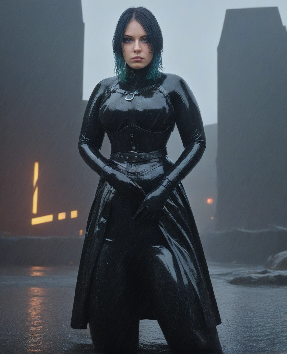 score_9,score_8_up,score_7_up,score_6_up, Trilla,green eyes,black hair, upper body, wet, armor,gloves,black bodysuit,black cape,belt,rain, science fiction,sith base, star wars, outdoors, rain, solo,fflixbag
wearing armor
sabine wren
