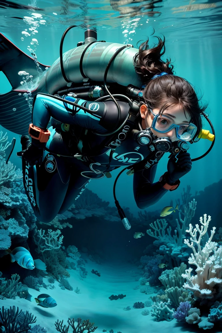 a professional diver exploring underwater, wearing a diving suit and carrying diving equipment, surrounded by colorful coral and marine life
Stable Diffusion: (best quality,4k,8k,highres,masterpiece:1.2),ultra-detailed,(realistic,photorealistic,photo-realistic:1.37),underwater photography,stunning marine,professional diver,diving suit,diving gear,colorful coral,marine life,vivid colors,underwater exploration,clear water,marine environment,aquatic adventure