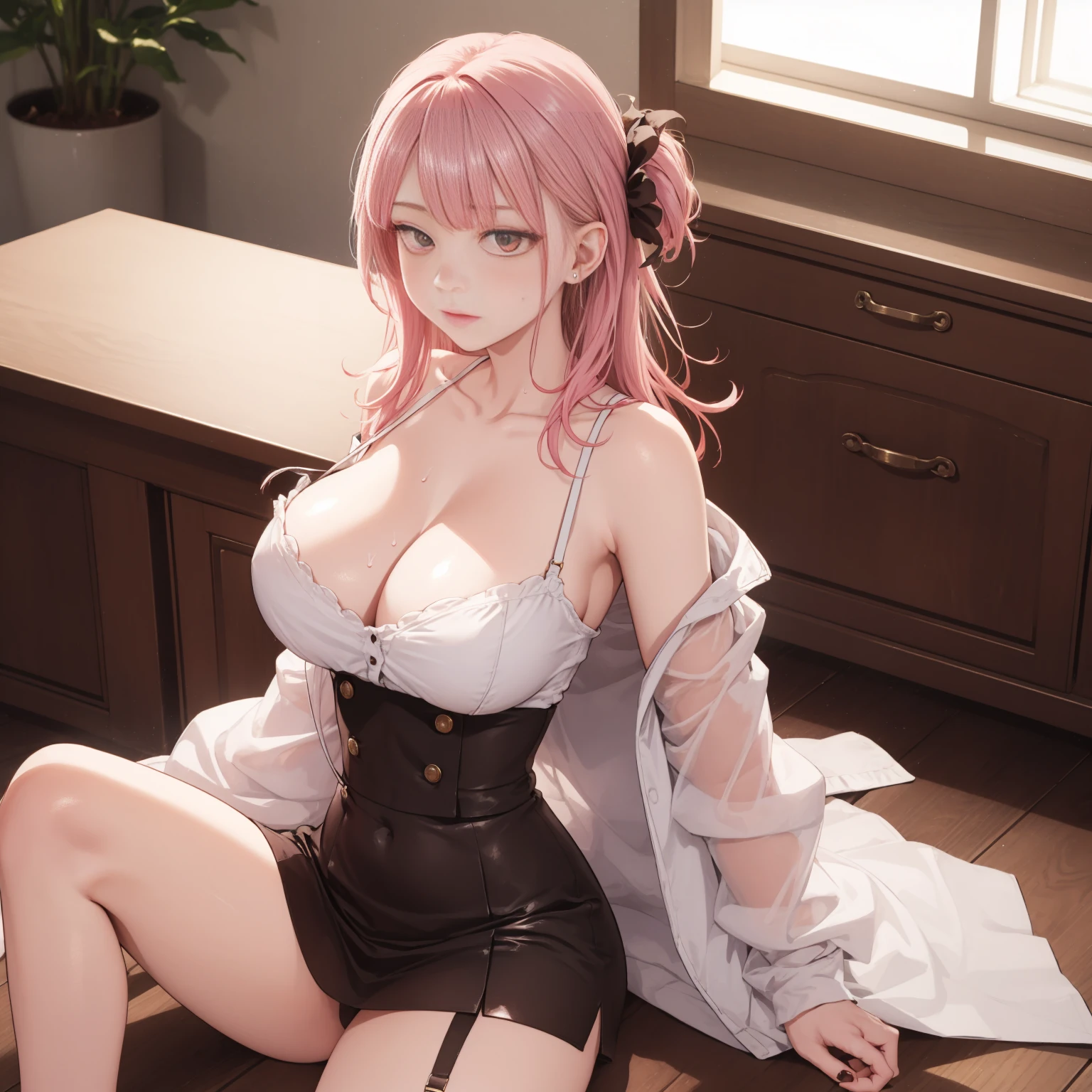 1 girl, mature woman,throw, 1 boy, between the breasts, , Sweat, cleavage, , , room, Full of sweat, big breasts, moving line, motion blur, warm summer, white shirt, mature woman,surprised face、Precise features and delicate expressions,40 years,huge breasts are wet,very beautiful woman,、((trembling))、(slim and thick, wide hips, toned body、Composition of the whole body、perfect human body、(((Kyoka Tachibana、Oil,glowing skin、realistic skin texture、fine and beautiful skin、shiny skin、glossy white skin)))、Female teacher looking for books in the library、short skirt、stretch your back、long torso、beautiful feet、garter belt、Fishnet tights、