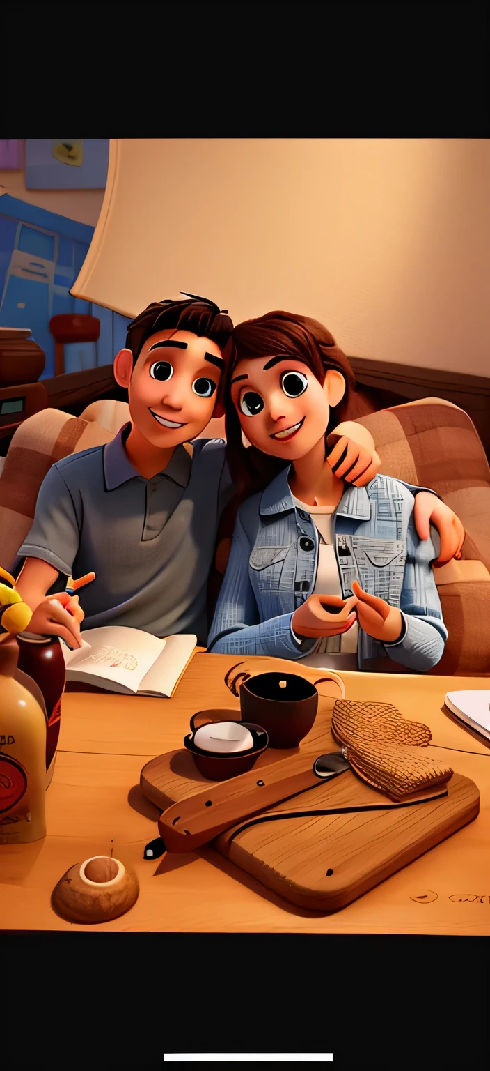 young couple reborn married disney pixar style,