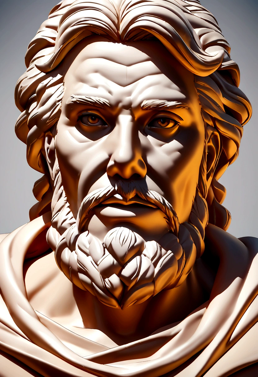 Um close do Bustness de um homem com barba, Cinematic Portrait of Bustoo, realistic 8k bernini sculpture, Foto cinematográfica do Bustnesso, highly detailed sculpture, cinematic close-up, Greco-Roman statue, roman emperor, retrato do Bustness, High detail iconic character, Bustness com detalhes intrincados, zbrush art, Bustness com um lindo pescoço, Bustness