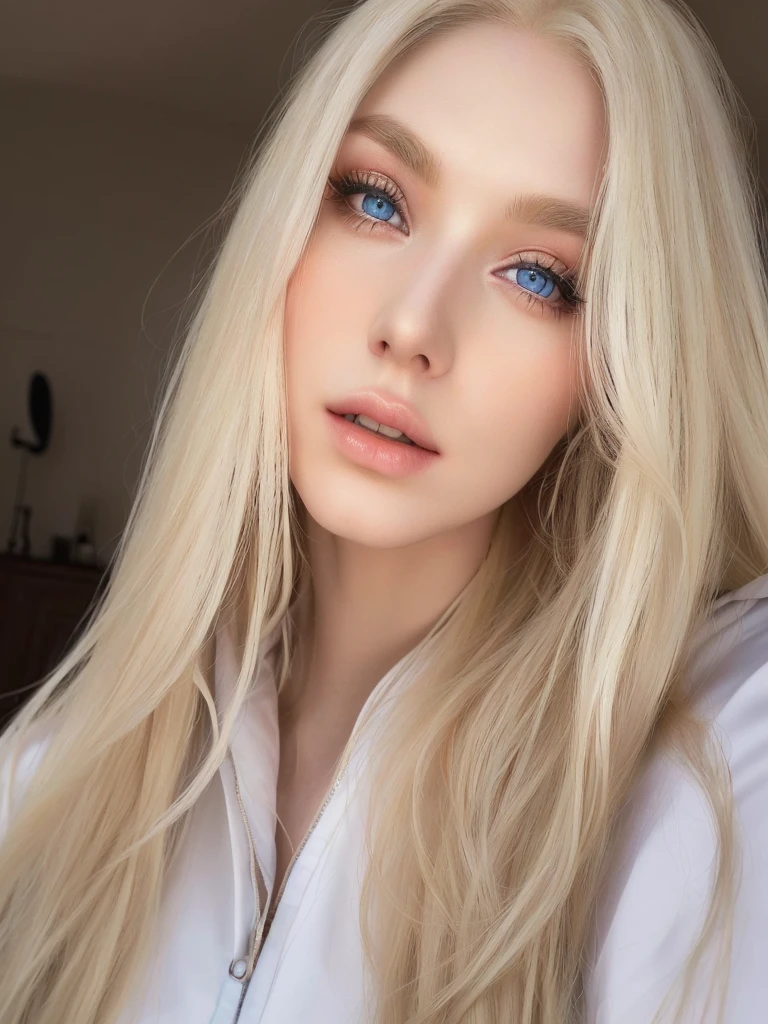 blonde woman with blue eyes and long hair posing for a photo, ava max, long blonde hair and large eyes, Anna Nikonova aka Newmilky, yelena belova, perfect white haired girl, blonde hair and large eyes, angelawhite, angelina stroganova, dasha taran, Aleksandra Waliszewska, Yulia Gorokhova
