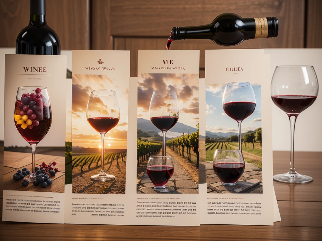 A wine flyer with photos of three bottles of wine