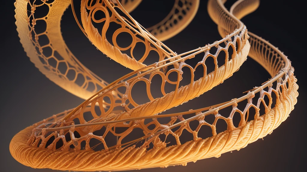 Create a highly detailed 4K image of DNA molecules. Represent a DNA double helix in a precise and detailed way, showing the nucleotides that form the filaments, the hydrogen bonds between the nitrogenous bases (adenine, thymine, cytosine and guanine), and the characteristic spiral structure. Use subtle colors to differentiate nitrogenous bases and highlight the three-dimensional structure of DNA. The image should capture the beauty and complexity of molecular biology, conveying a sense of scientific precision and structural elegance.