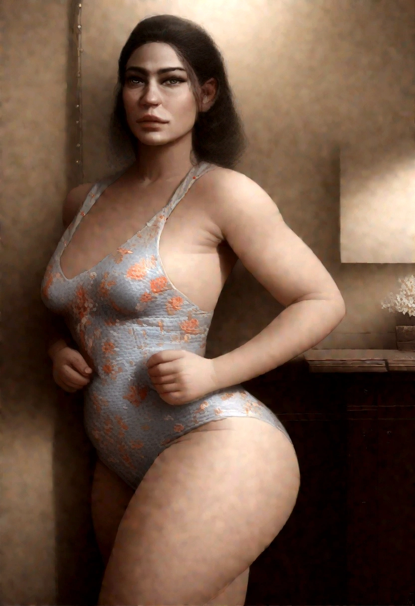 (best quality,4k,8k,highres,masterpiece:1.2),ultra-detailed,(realistic,photorealistic,photo-realistic:1.37),portrait,voluptuous woman,flower,tight dress,passionate gaze,large buttocks,vibrant colors,soft lighting,standing