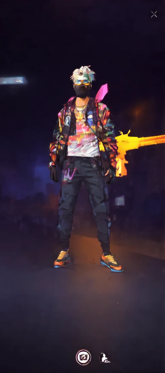 1 men ,Arte gta style ,(Young men:1.5),illustration, digitl art, (gta style:1.5),GTA art style, GTA art bright colors, (cartoon style:1.2),(hyperdetail:1.15), glamorous style, best qualityer, Holistic, high détail, serious,against a large night metropolis, ((Neon lighting)), ((cyber punk)),smooth light,satirical,ass exaggerated,pop art style,swirly vibrant colors,iconic characters,full of action,((The background is a red orange city:1)),floor, Coqueirosbarco