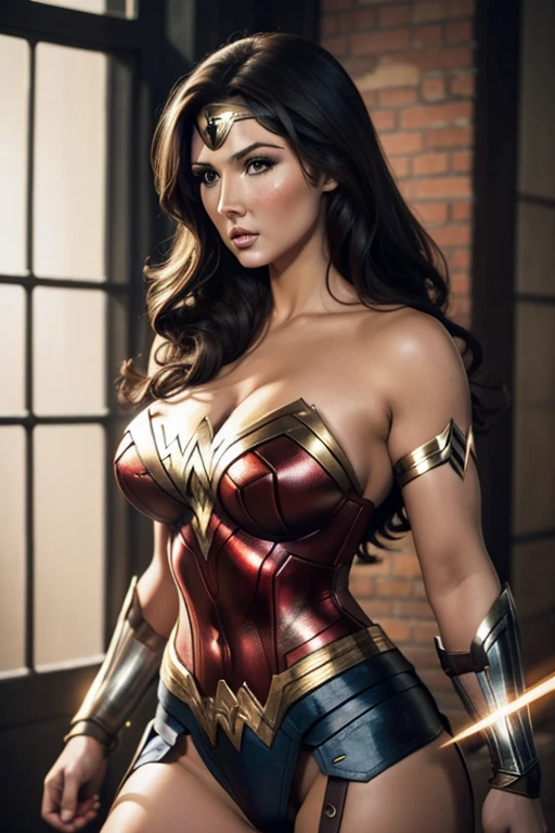 lucy pinder, intense makeup wonder woman, fighting