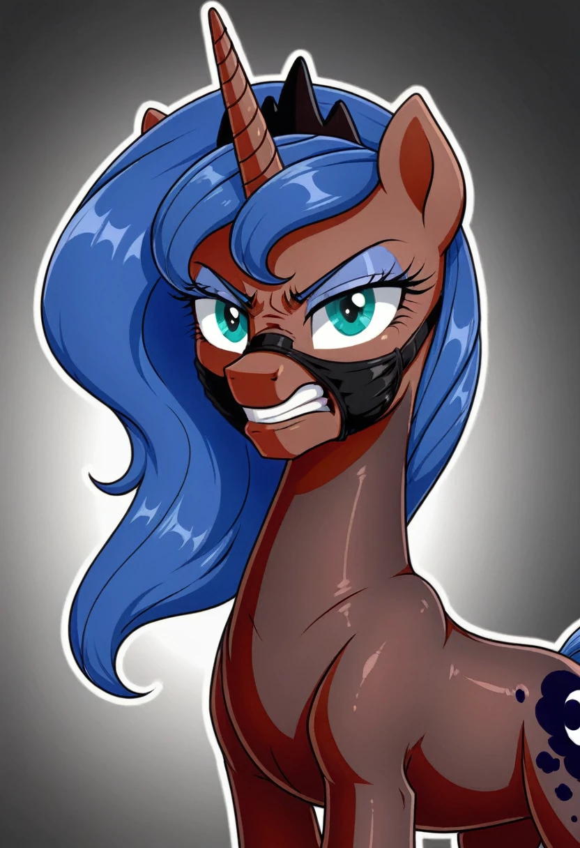 Pony Prince Luna Black .black head mask angry in the bodystocking