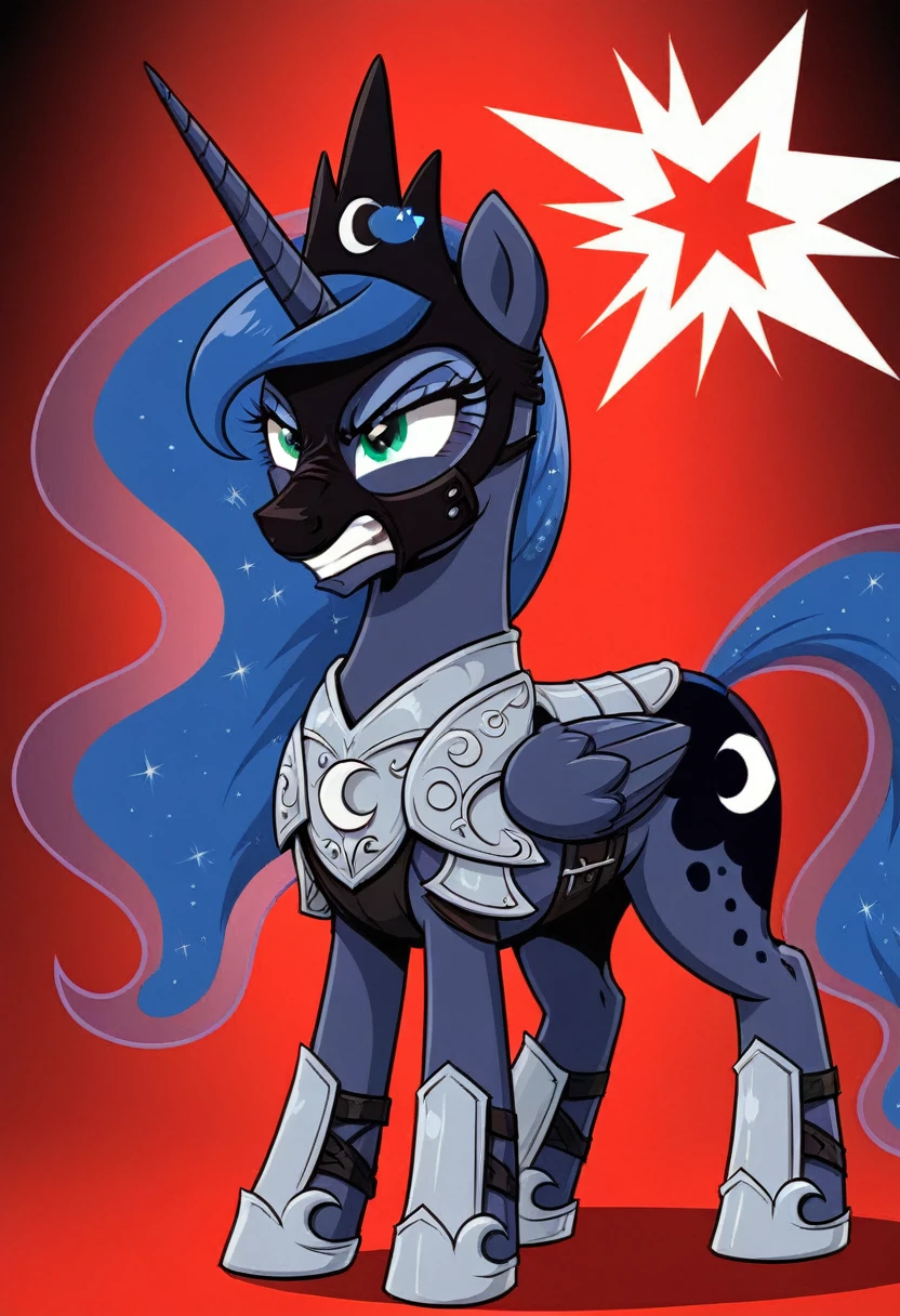 score_9, score_8_up, score_7_up, score_6_up, score_5_up, score_4_up, anthro pony, princess luna, skimpy armor, sword, full moon, big breasts