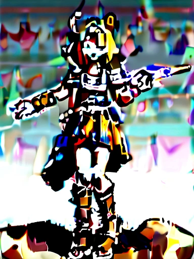 1girl,goat_girl, goat_ears, smile, solo, wearing roman armor, gladiator flat sandals, gladiator skirt, humanoid feet, holding sword, nose ring, septum piercing ring