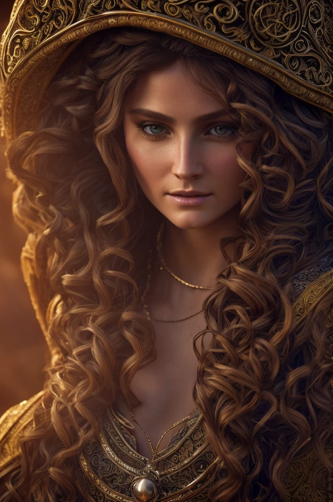 a Breton bard-priest hybrid worshiper of Dibella, intricate detailed portrait, ornate ceremonial robes, flowing hair, serene expression, glowing divine aura, warm lighting, photorealistic, masterpiece, cinematic composition, hyperrealistic, 8k, extremely detailed, sharply focused, vivid colors, dramatic lighting, fantasy art