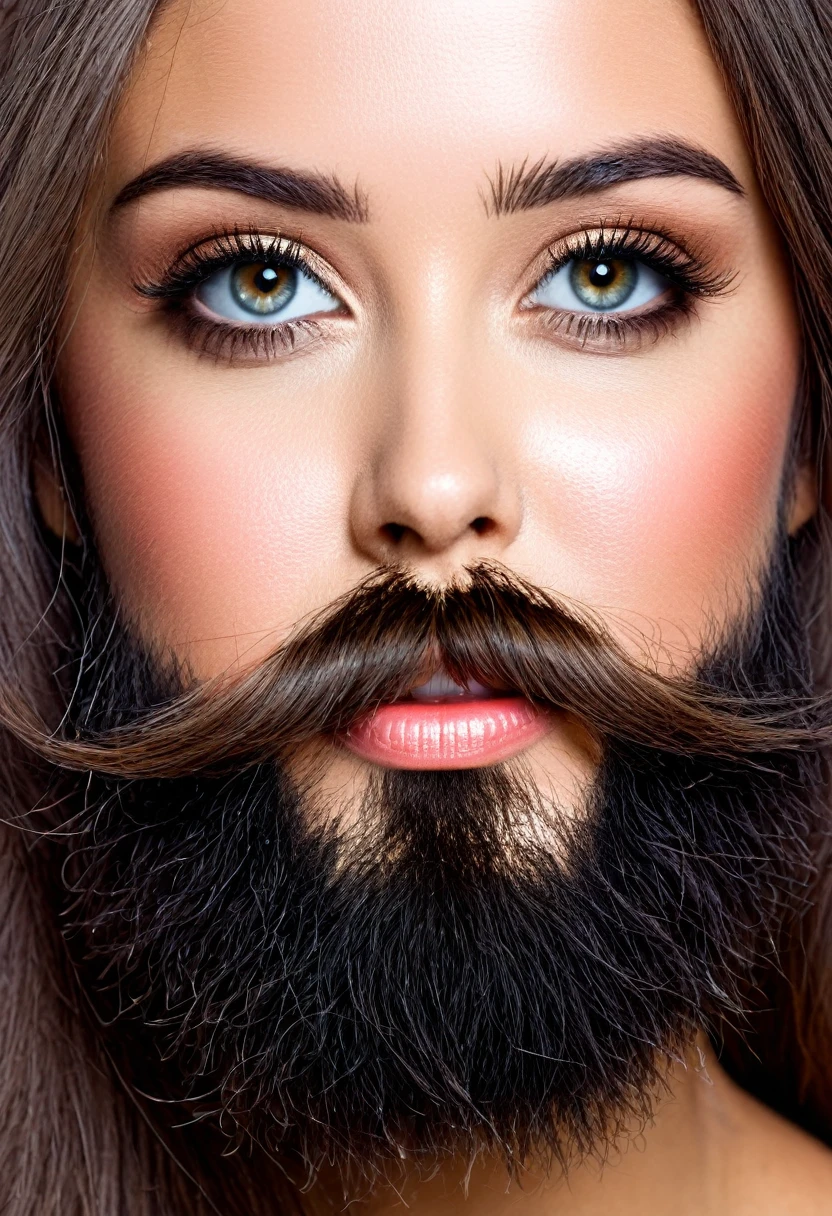 woman with a fluffy beard