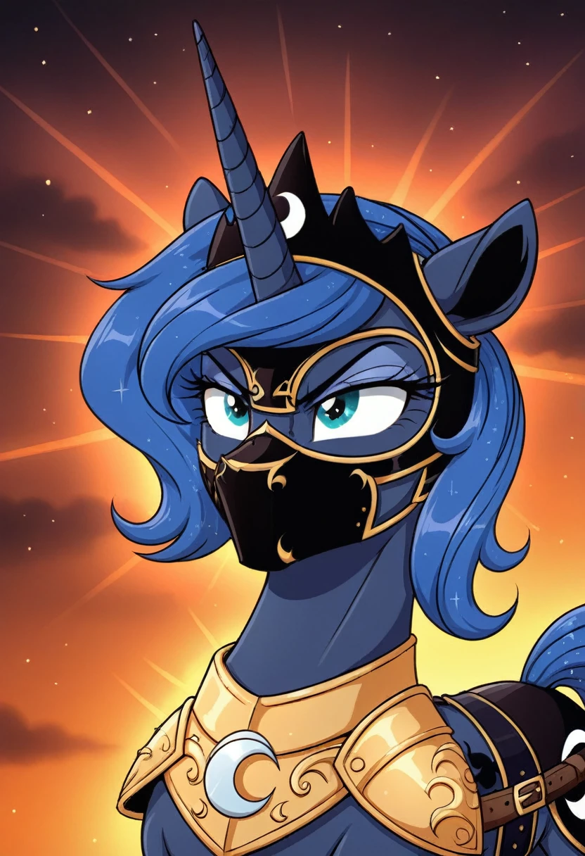 Pony Prince Luna Black .black head mask angry in the bodystocking