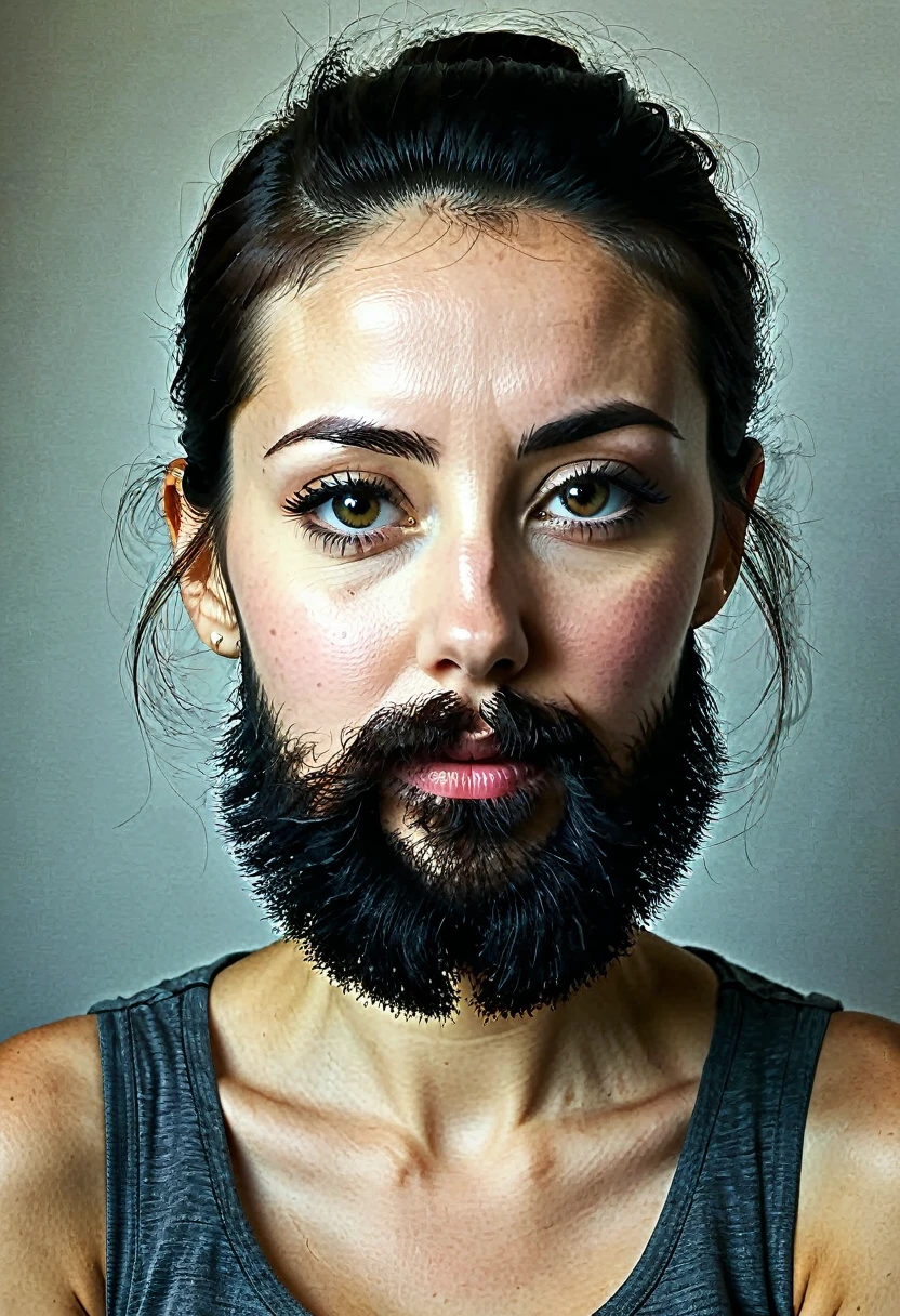 woman with 2 days beard