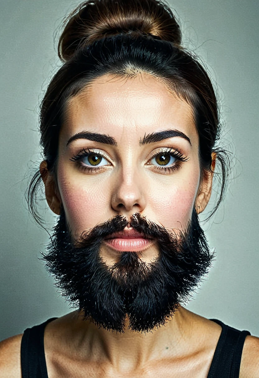 woman with 2 days beard