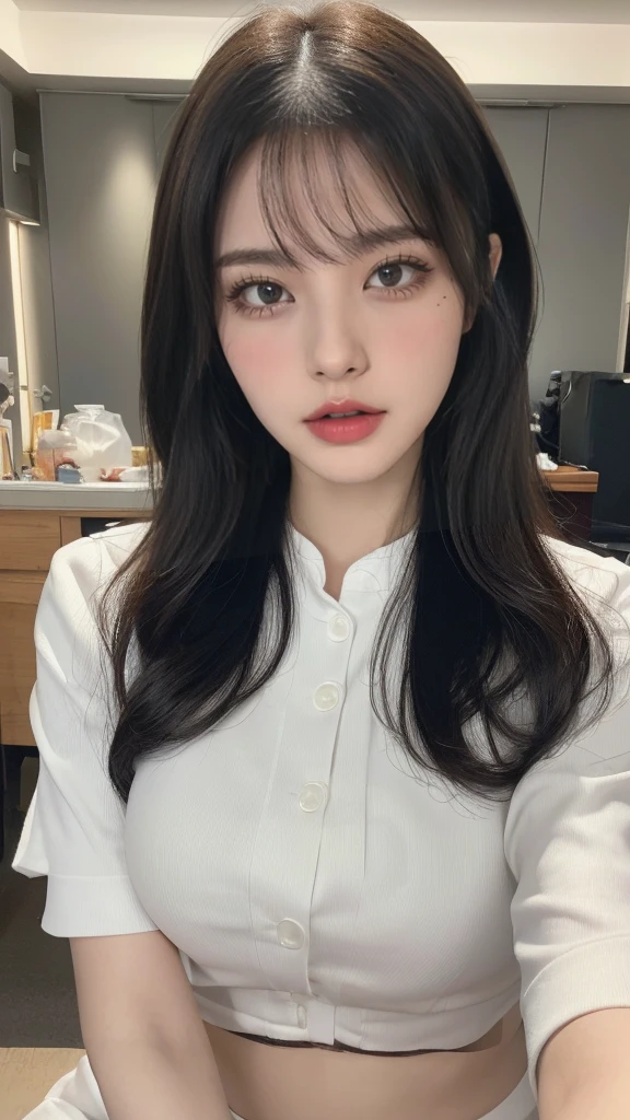 (random uniform),(Thin type),(large breasts),(random pose),(random hairstyle),(Highest image quality,(8K), Ultra-realistic, Best Quality, High quality, High Definition, high quality texture, high detailing, Beautiful detailed, fine detailed, extremely details CG, Detailed texture, realistic representation of face, masterpiece, presence)