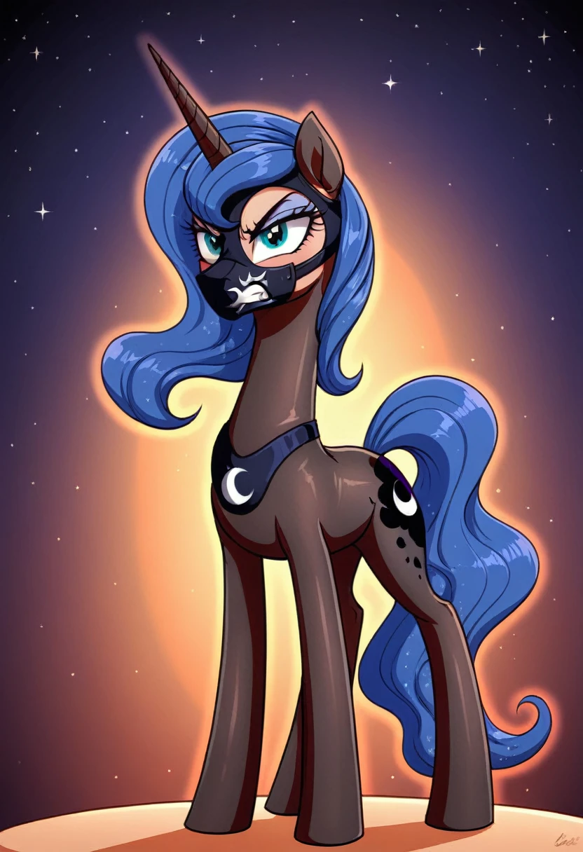 Pony Prince Luna Black .black head mask  angry in the  bodystocking
