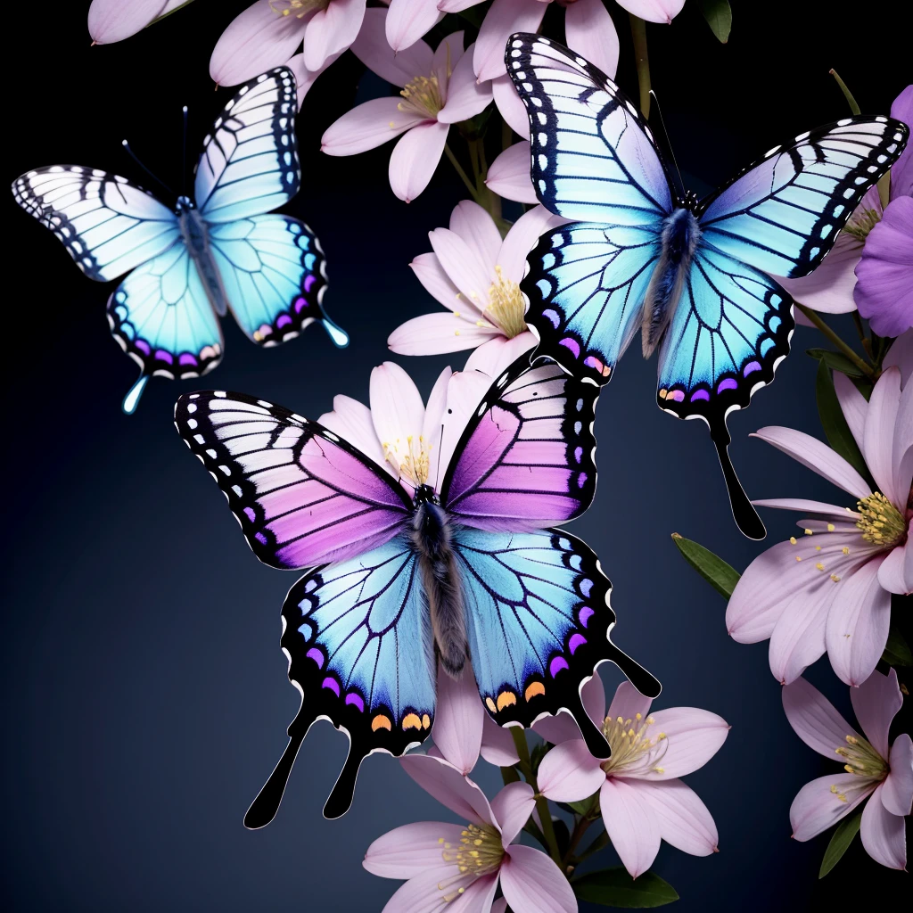 One butterfly blue and purple