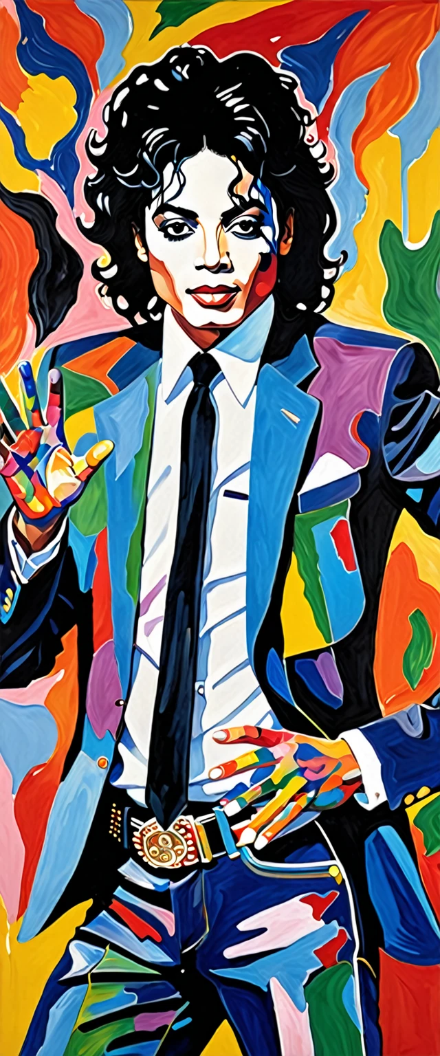painting of Michael Jackson with a random color for face and hands, a pop art painting inspired by Francis Picabia, tumblr, neo-fauvism, peter driben, (by tom purvis), weird expressionist pose, baselitz, by tom purvis, fauvism style, fauvist, gouache on canvas, abstract figurative art, gouache on paper